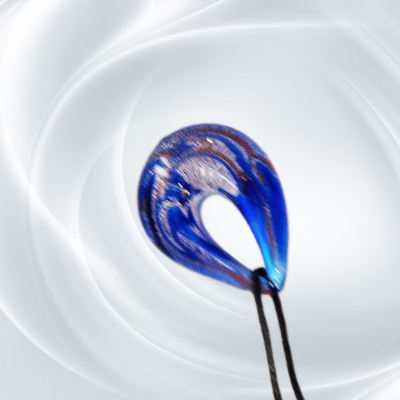 .Colorful Resin Pendant with Blue Leather Necklace - Picture 4 of 4